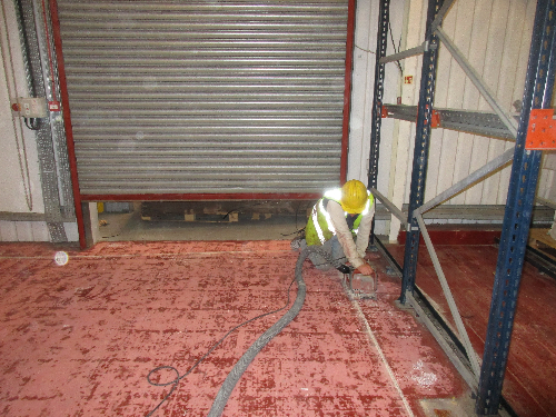 Chases being cut into concrete substrate in Thirsk Chases being cut into concrete substrate in Thirsk
